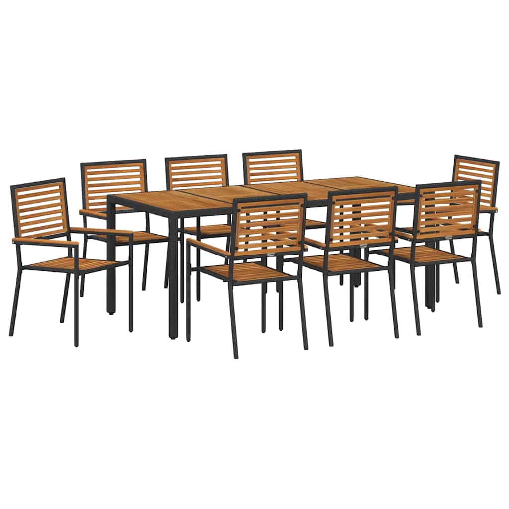Tuin eettafelset 9 pcs Zwart en Bruin poly rattan is nu te koop bij PeponiXL, paradijselijk wonen!