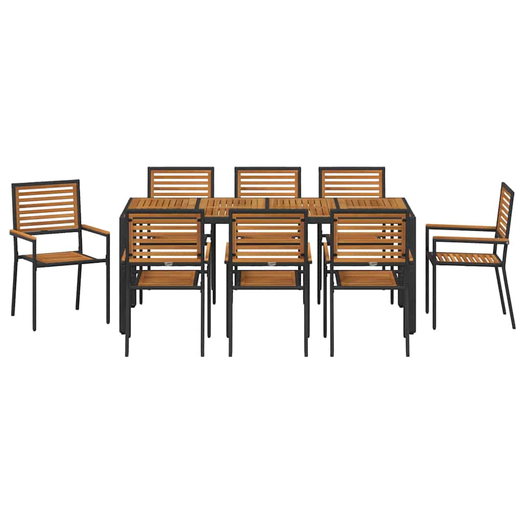 Tuin eettafelset 9 pcs Zwart en Bruin poly rattan is nu te koop bij PeponiXL, paradijselijk wonen!