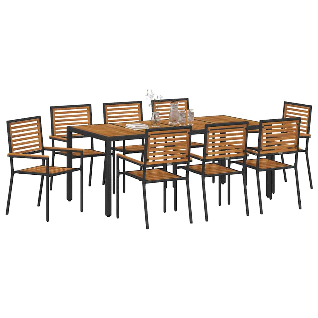 Tuin eettafelset 9 pcs Zwart en Bruin poly rattan is nu te koop bij PeponiXL, paradijselijk wonen!