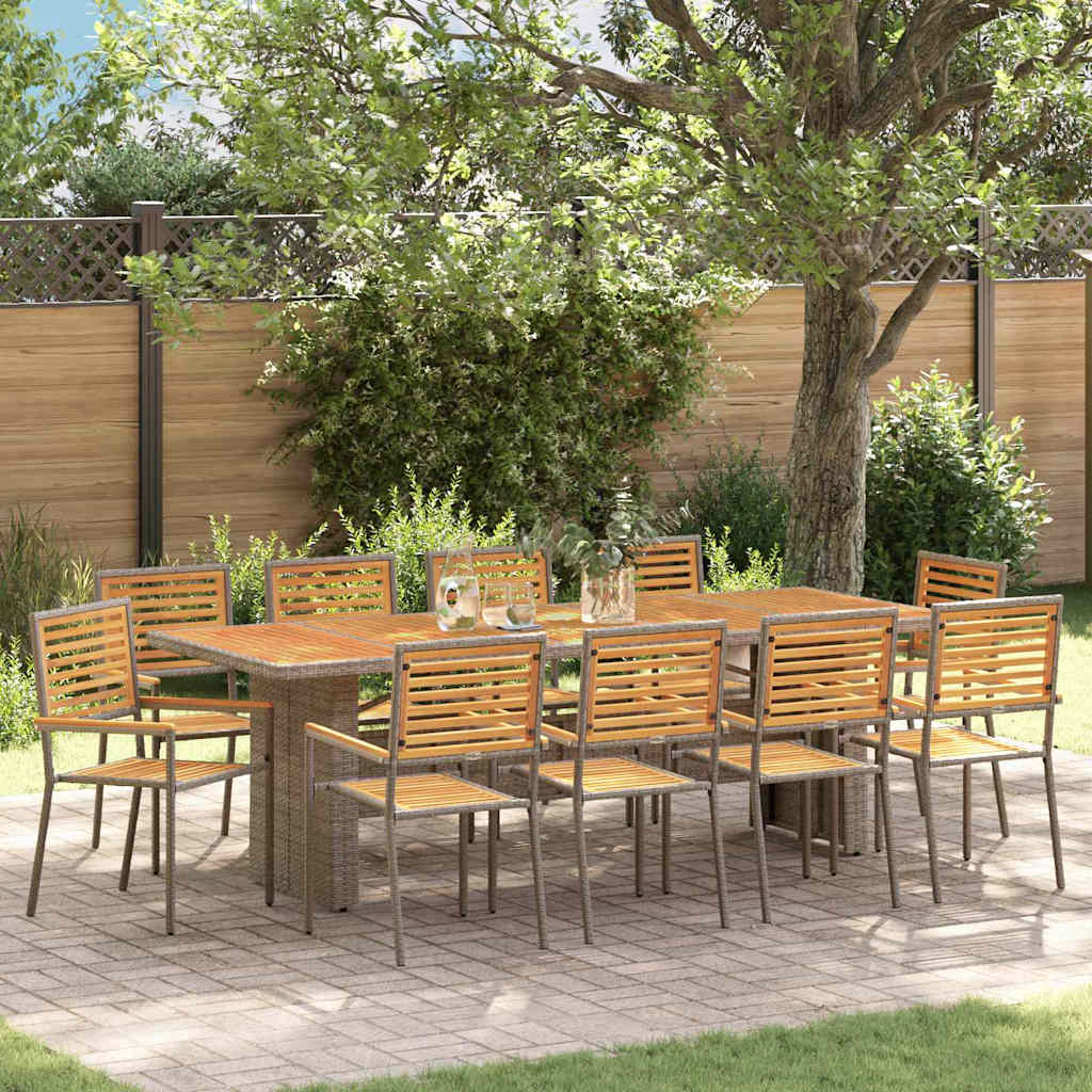 Tuin eettafelset 11 pcs Grijs en Bruin poly rattan is nu te koop bij PeponiXL, paradijselijk wonen!