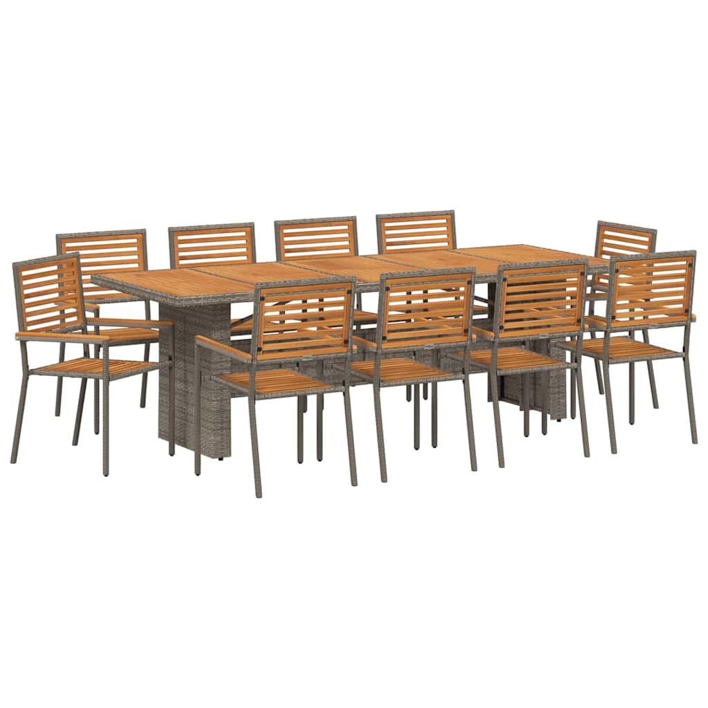 Tuin eettafelset 11 pcs Grijs en Bruin poly rattan is nu te koop bij PeponiXL, paradijselijk wonen!