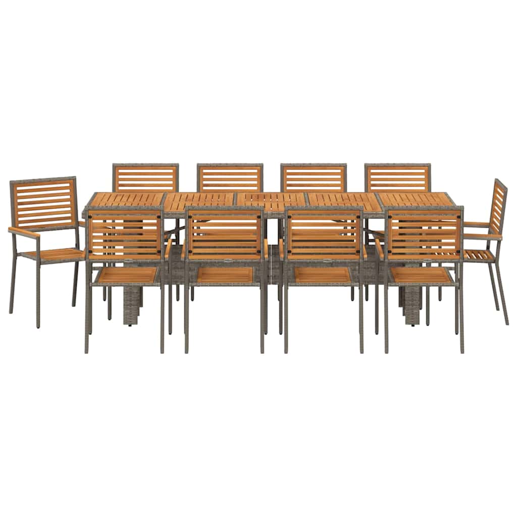 Tuin eettafelset 11 pcs Grijs en Bruin poly rattan is nu te koop bij PeponiXL, paradijselijk wonen!