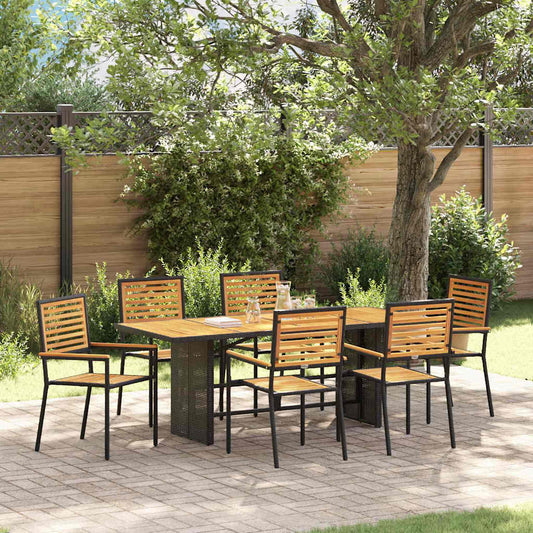 Tuin eettafelset 7 pcs Zwart en Bruin poly rattan is nu te koop bij PeponiXL, paradijselijk wonen!