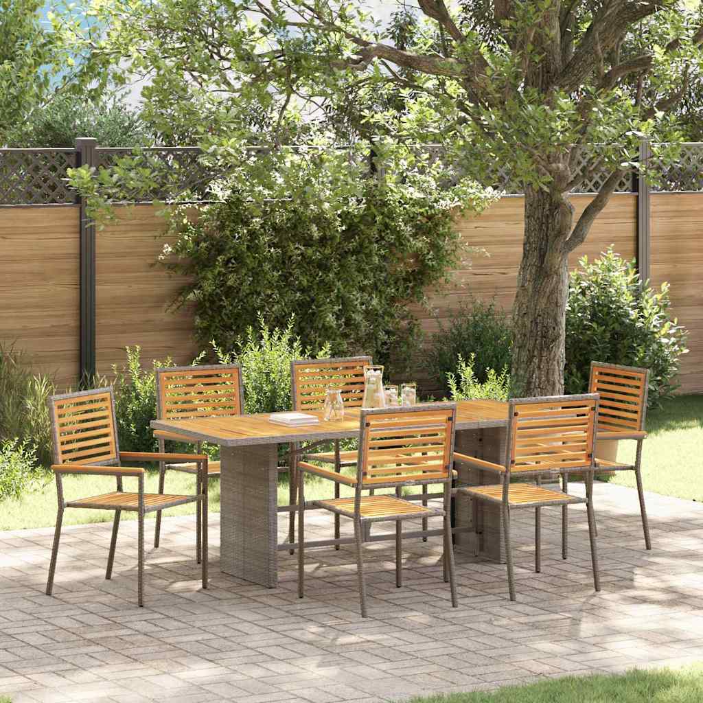Tuin eettafelset 7 pcs Grijs en Bruin poly rattan is nu te koop bij PeponiXL, paradijselijk wonen!