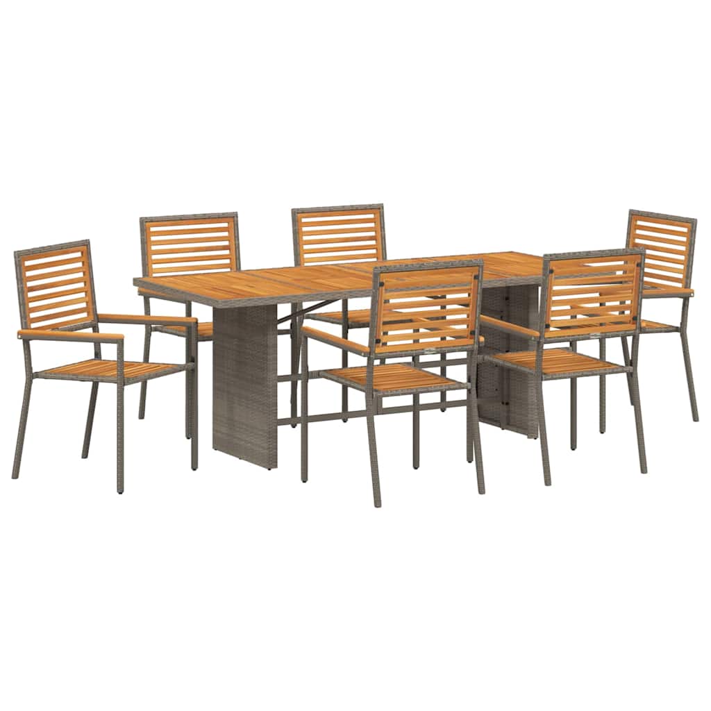 Tuin eettafelset 7 pcs Grijs en Bruin poly rattan is nu te koop bij PeponiXL, paradijselijk wonen!