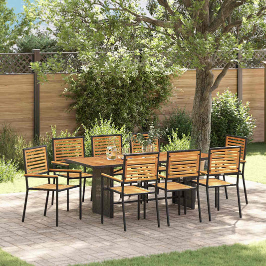 Tuin eettafelset 9 pcs Zwart en Bruin poly rattan is nu te koop bij PeponiXL, paradijselijk wonen!