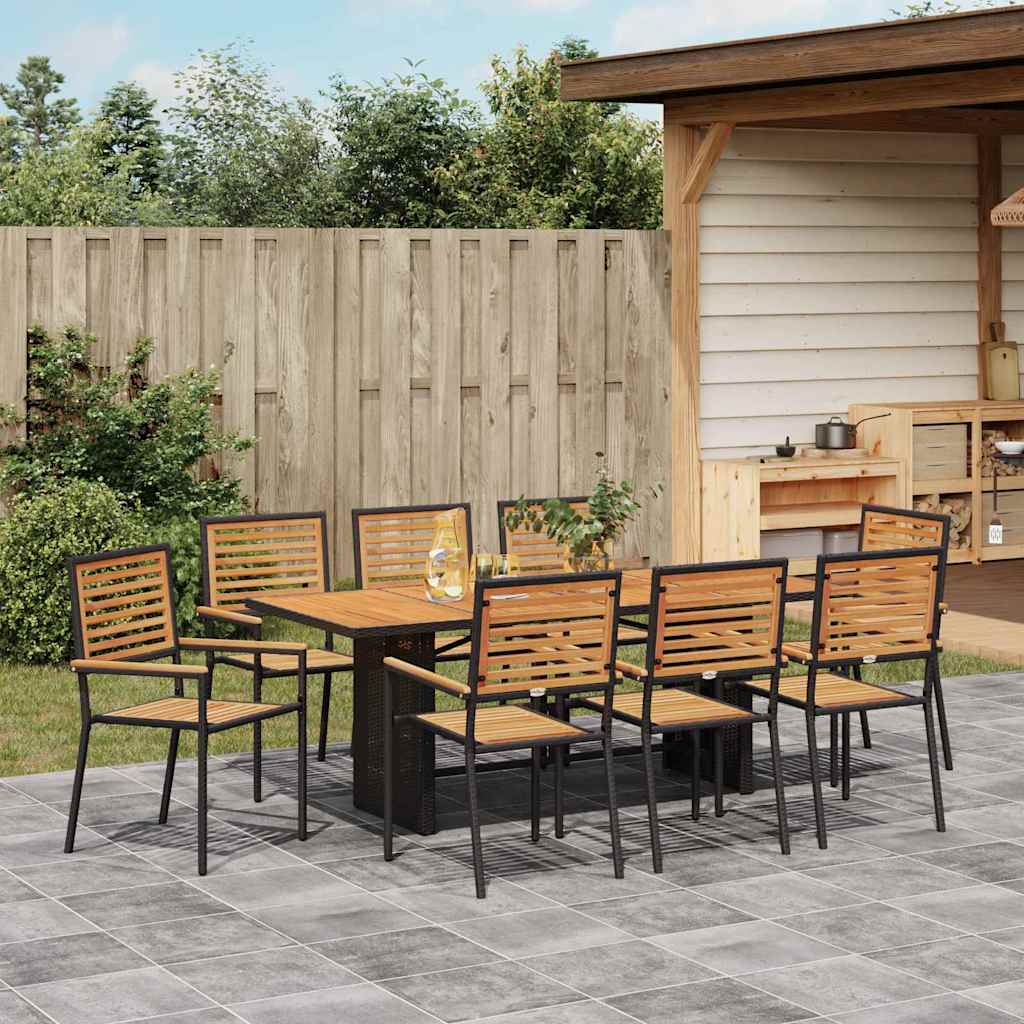 Tuin eettafelset 9 pcs Zwart en Bruin poly rattan is nu te koop bij PeponiXL, paradijselijk wonen!