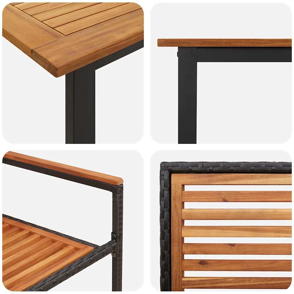 Tuin eettafelset 5 pcs Zwart Massief Acaciahout is nu te koop bij PeponiXL, paradijselijk wonen!
