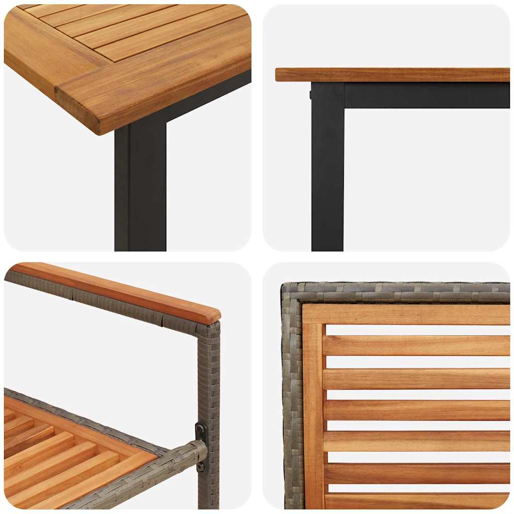 Tuin eettafelset 5 pcs Grijs Massief Acaciahout is nu te koop bij PeponiXL, paradijselijk wonen!