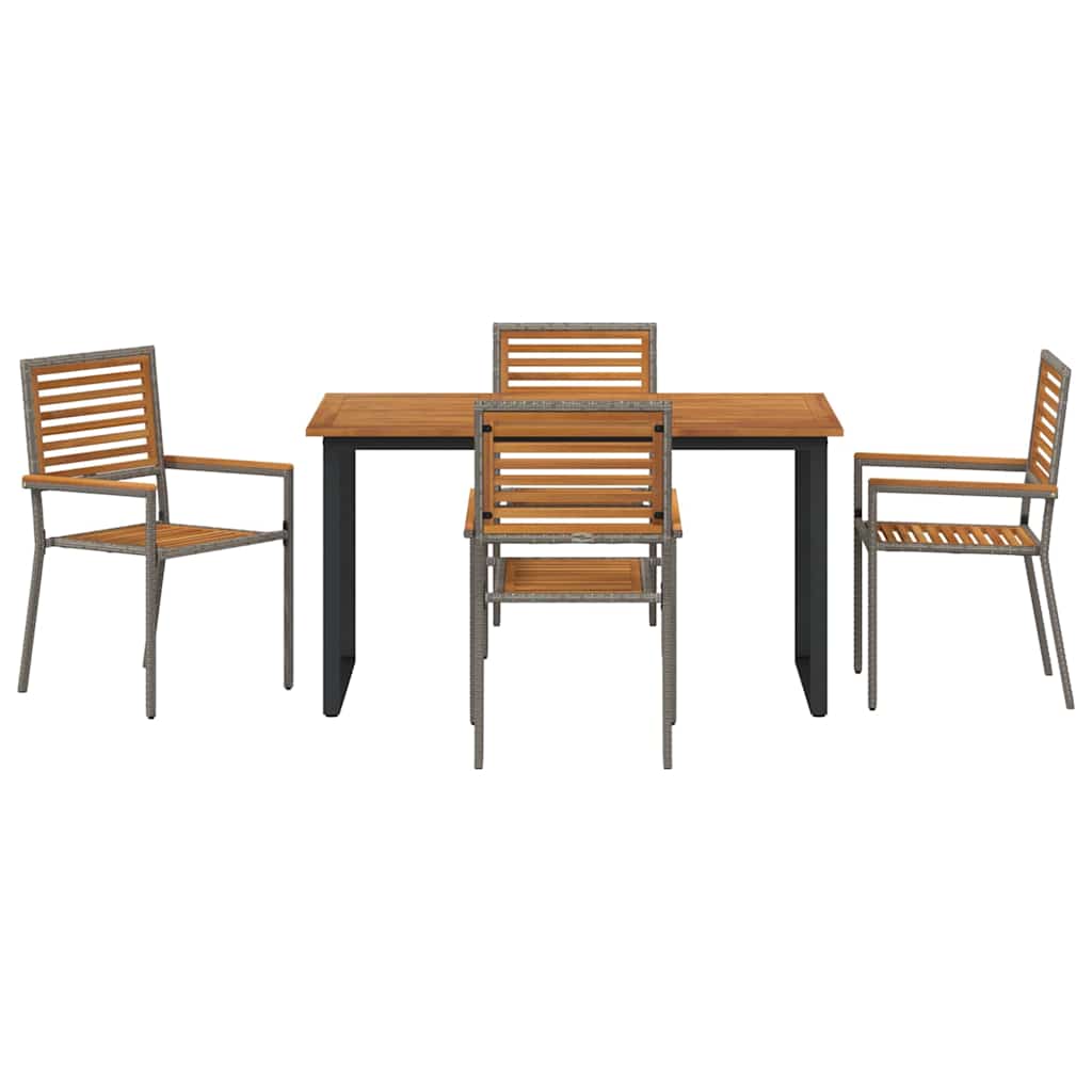 Tuin eettafelset 5 pcs Grijs Massief Acaciahout is nu te koop bij PeponiXL, paradijselijk wonen!