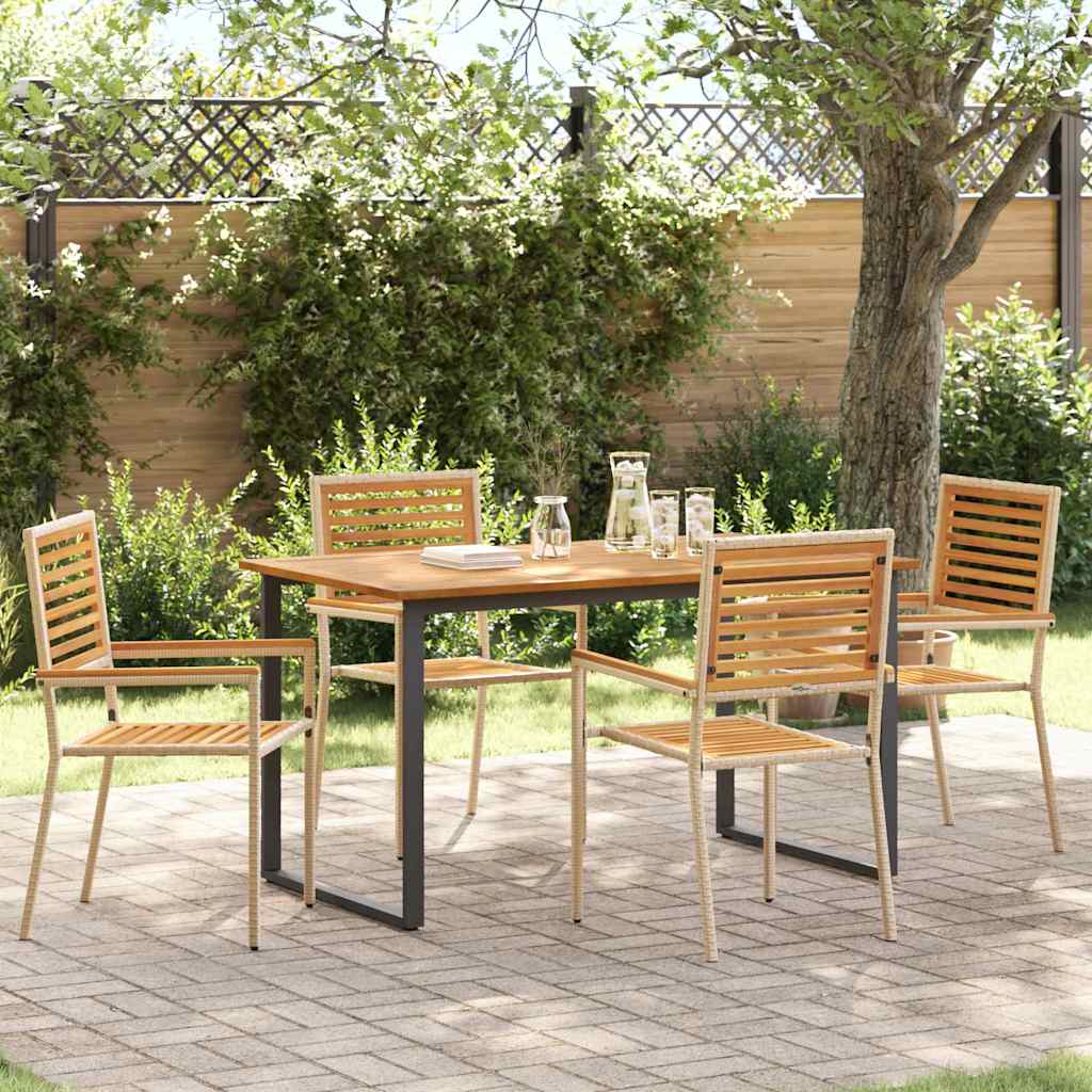 Tuin eettafelset 5 pcs Beige Massief Acaciahout is nu te koop bij PeponiXL, paradijselijk wonen!