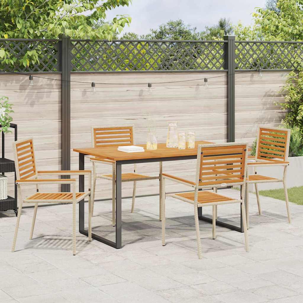Tuin eettafelset 5 pcs Beige Massief Acaciahout is nu te koop bij PeponiXL, paradijselijk wonen!