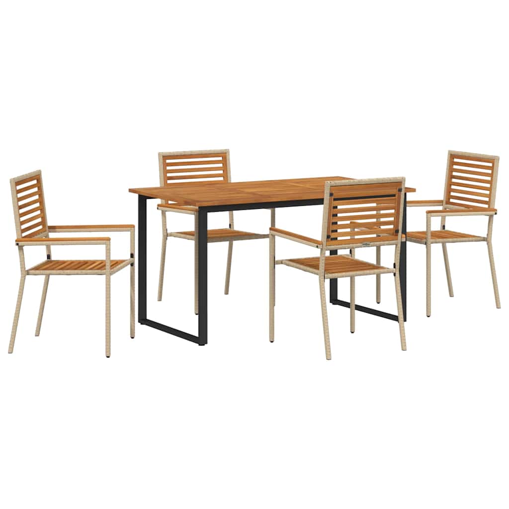 Tuin eettafelset 5 pcs Beige Massief Acaciahout is nu te koop bij PeponiXL, paradijselijk wonen!
