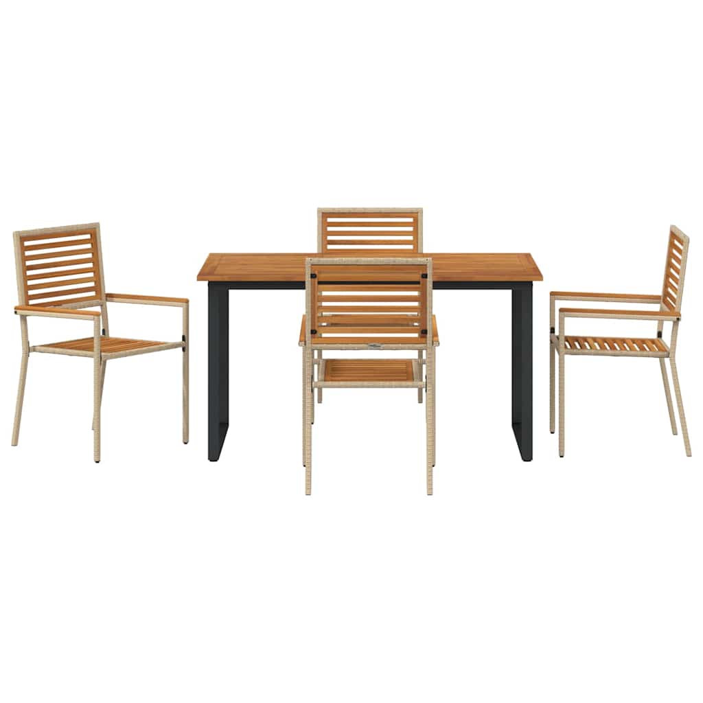 Tuin eettafelset 5 pcs Beige Massief Acaciahout is nu te koop bij PeponiXL, paradijselijk wonen!