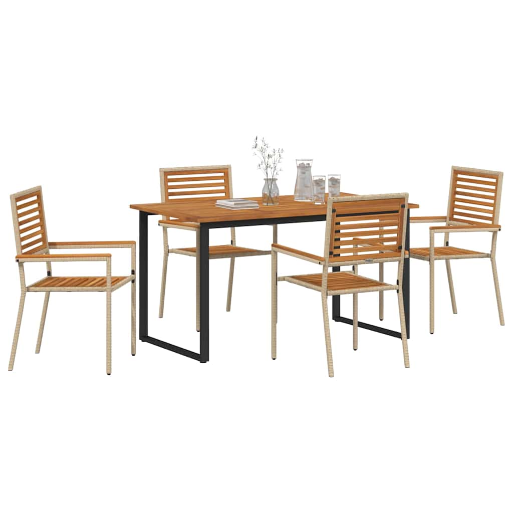 Tuin eettafelset 5 pcs Beige Massief Acaciahout is nu te koop bij PeponiXL, paradijselijk wonen!