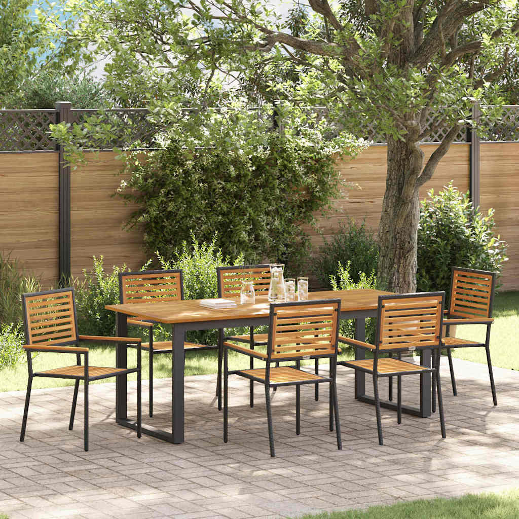 Tuin eettafelset 7 pcs Zwart Massief Acaciahout is nu te koop bij PeponiXL, paradijselijk wonen!