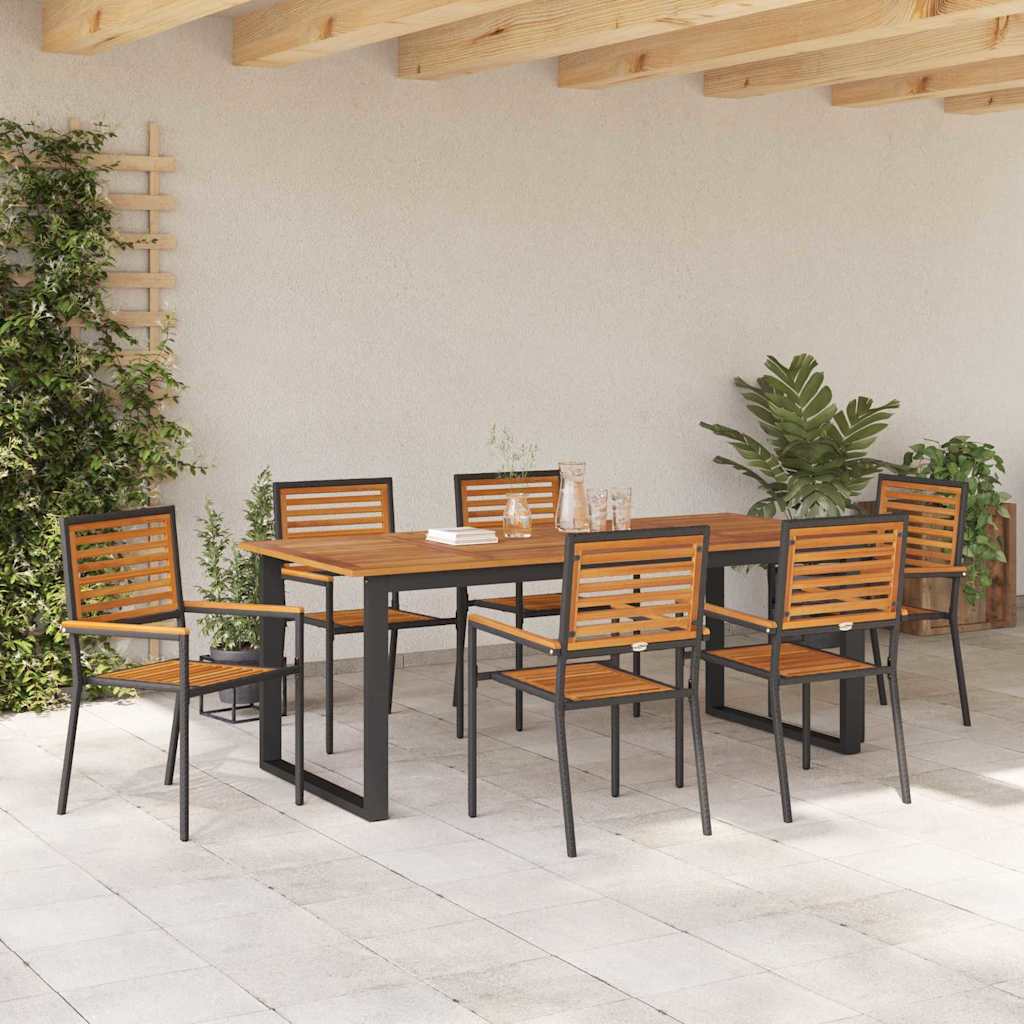 Tuin eettafelset 7 pcs Zwart Massief Acaciahout is nu te koop bij PeponiXL, paradijselijk wonen!