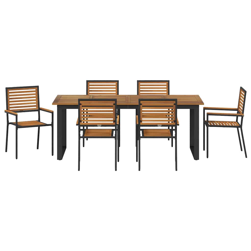 Tuin eettafelset 7 pcs Zwart Massief Acaciahout is nu te koop bij PeponiXL, paradijselijk wonen!