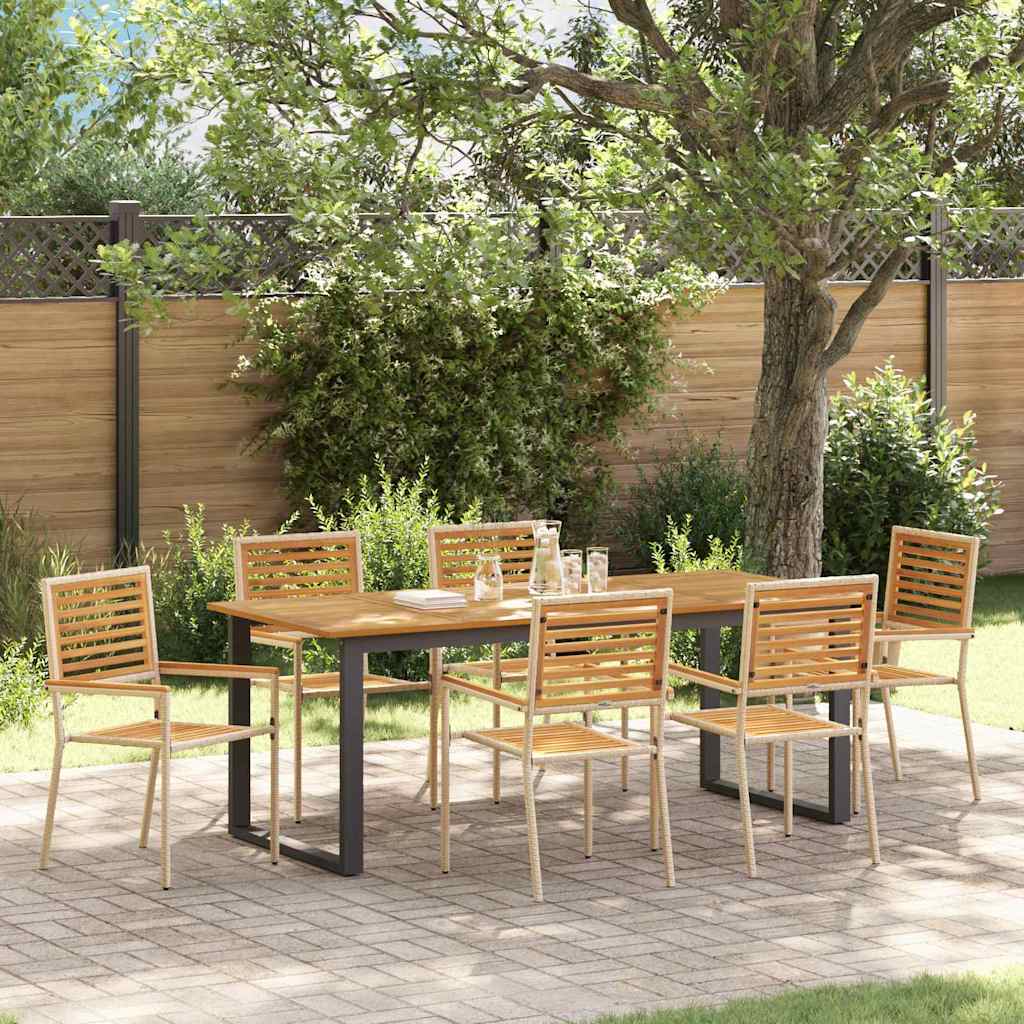 Tuin eettafelset 7 pcs Beige Massief Acaciahout is nu te koop bij PeponiXL, paradijselijk wonen!