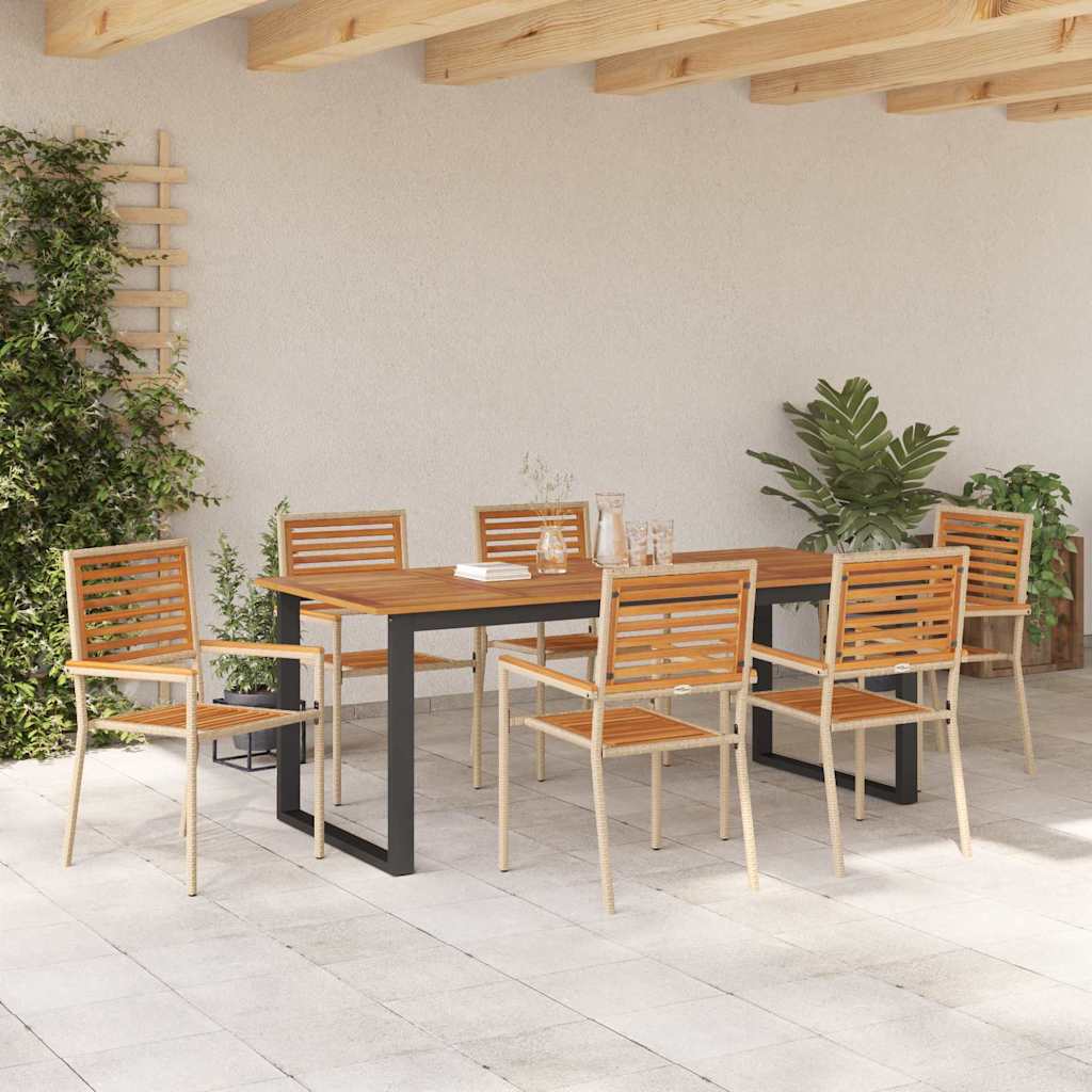 Tuin eettafelset 7 pcs Beige Massief Acaciahout is nu te koop bij PeponiXL, paradijselijk wonen!