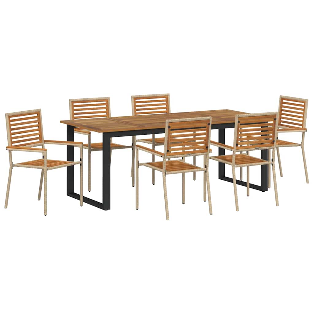 Tuin eettafelset 7 pcs Beige Massief Acaciahout is nu te koop bij PeponiXL, paradijselijk wonen!