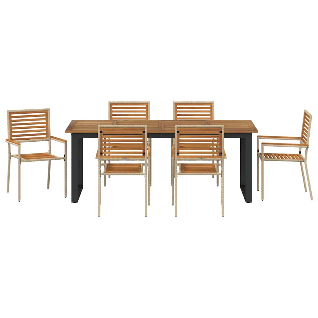 Tuin eettafelset 7 pcs Beige Massief Acaciahout is nu te koop bij PeponiXL, paradijselijk wonen!