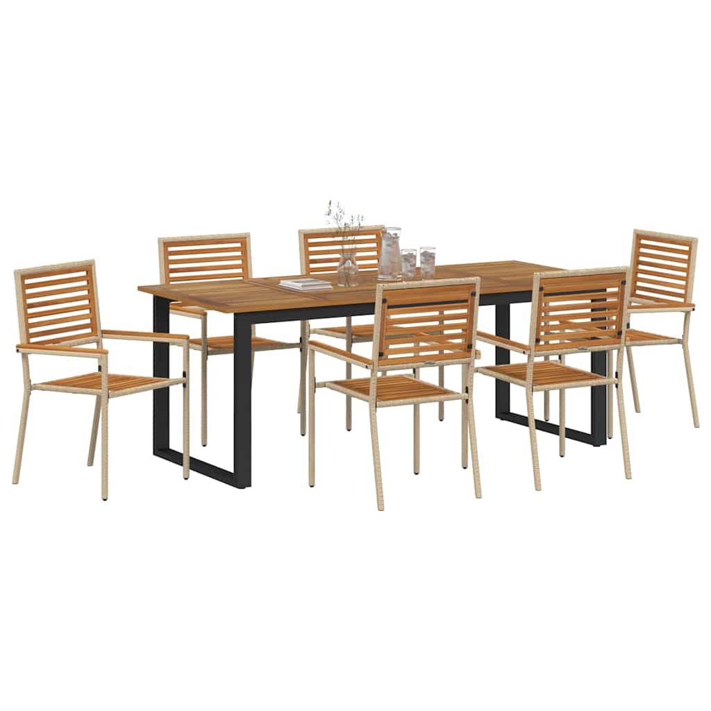 Tuin eettafelset 7 pcs Beige Massief Acaciahout is nu te koop bij PeponiXL, paradijselijk wonen!