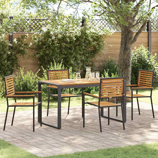 Tuin eettafelset 5 pcs Zwart en Bruin poly rattan is nu te koop bij PeponiXL, paradijselijk wonen!