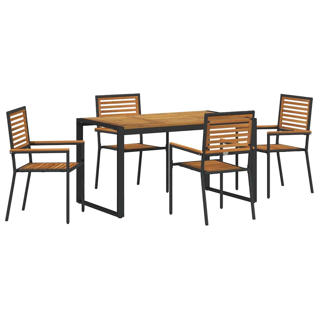 Tuin eettafelset 5 pcs Zwart en Bruin poly rattan is nu te koop bij PeponiXL, paradijselijk wonen!