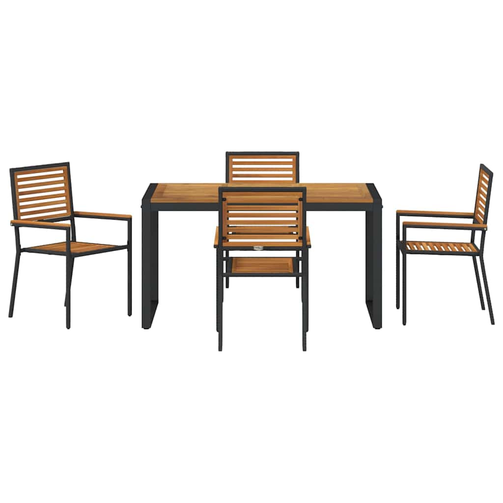Tuin eettafelset 5 pcs Zwart en Bruin poly rattan is nu te koop bij PeponiXL, paradijselijk wonen!
