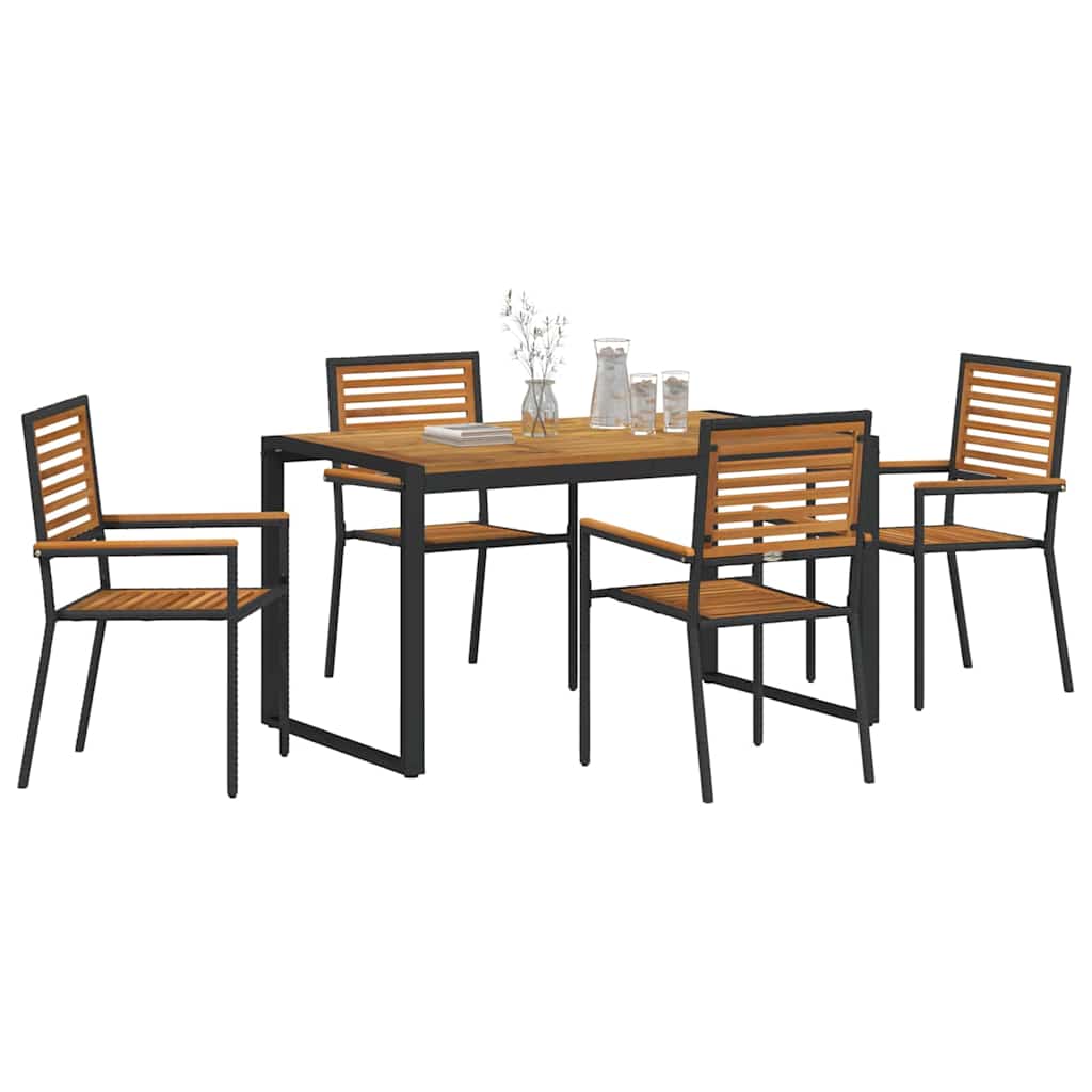 Tuin eettafelset 5 pcs Zwart en Bruin poly rattan is nu te koop bij PeponiXL, paradijselijk wonen!