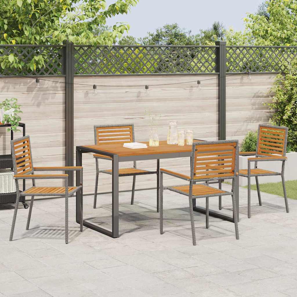 Tuin eettafelset 5 pcs Grijs en Bruin poly rattan is nu te koop bij PeponiXL, paradijselijk wonen!