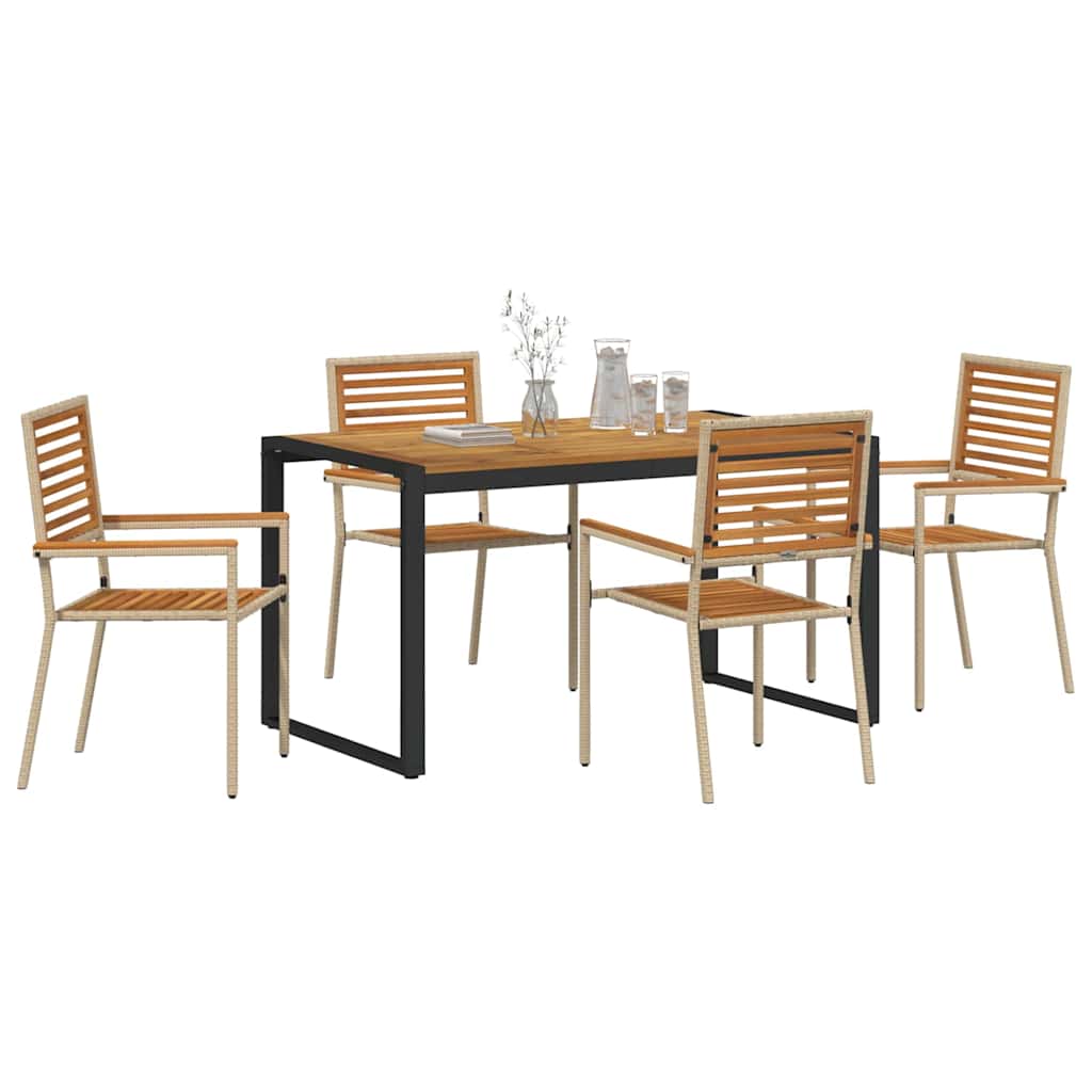 Tuin eettafelset 5 pcs Beige en Bruin poly rattan is nu te koop bij PeponiXL, paradijselijk wonen!