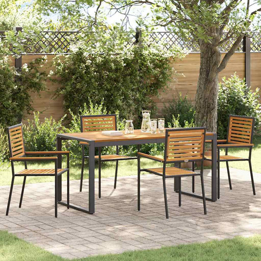 Tuin eettafelset 5 pcs Zwart en Bruin poly rattan is nu te koop bij PeponiXL, paradijselijk wonen!