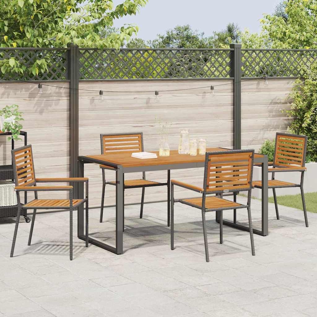 Tuin eettafelset 5 pcs Zwart en Bruin poly rattan is nu te koop bij PeponiXL, paradijselijk wonen!