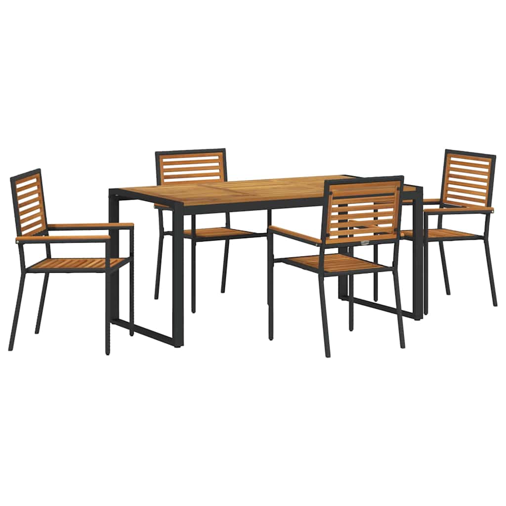 Tuin eettafelset 5 pcs Zwart en Bruin poly rattan is nu te koop bij PeponiXL, paradijselijk wonen!