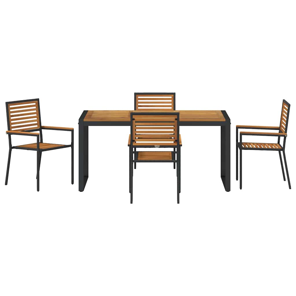 Tuin eettafelset 5 pcs Zwart en Bruin poly rattan is nu te koop bij PeponiXL, paradijselijk wonen!