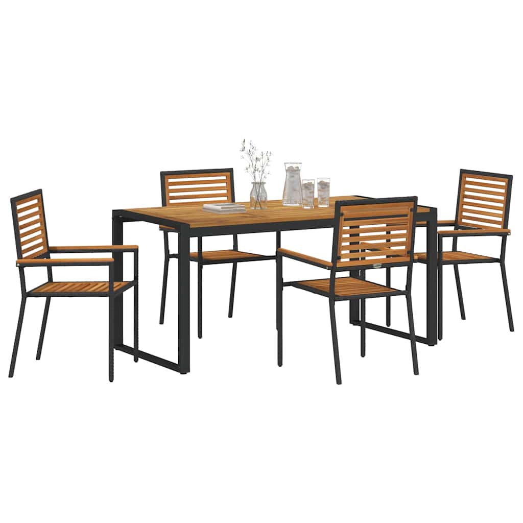 Tuin eettafelset 5 pcs Zwart en Bruin poly rattan is nu te koop bij PeponiXL, paradijselijk wonen!