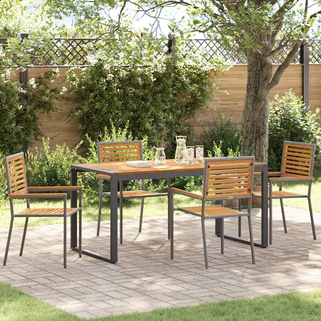 Tuin eettafelset 5 pcs Grijs en Bruin poly rattan is nu te koop bij PeponiXL, paradijselijk wonen!