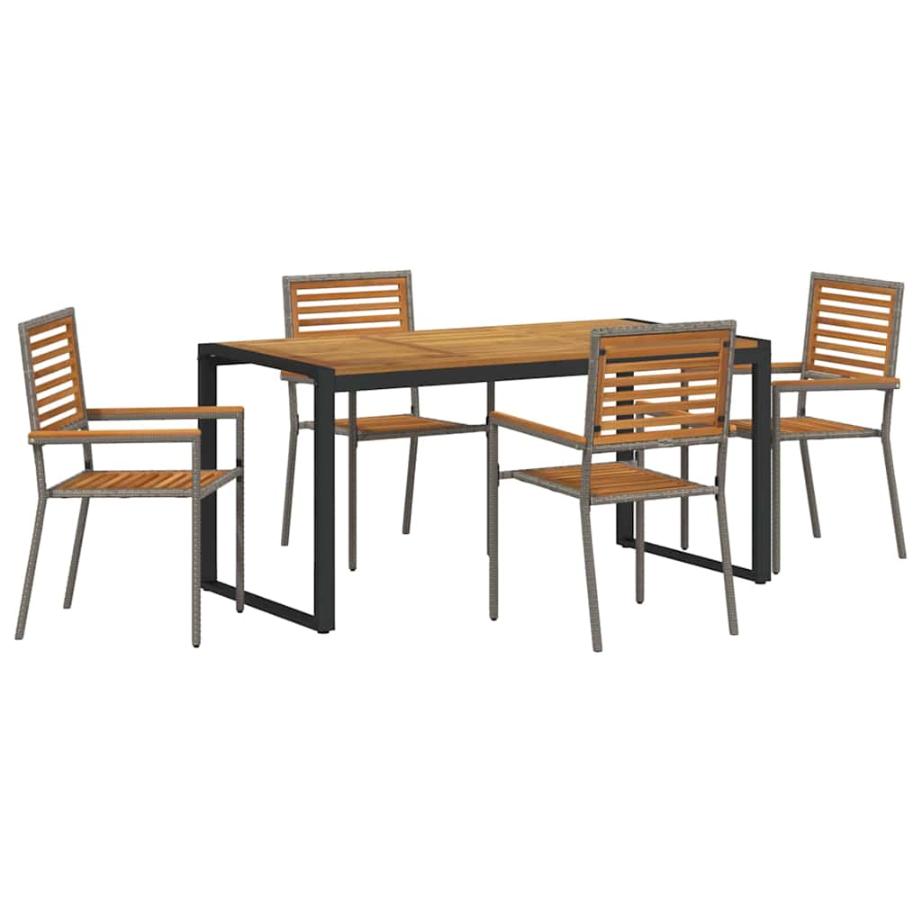 Tuin eettafelset 5 pcs Grijs en Bruin poly rattan is nu te koop bij PeponiXL, paradijselijk wonen!