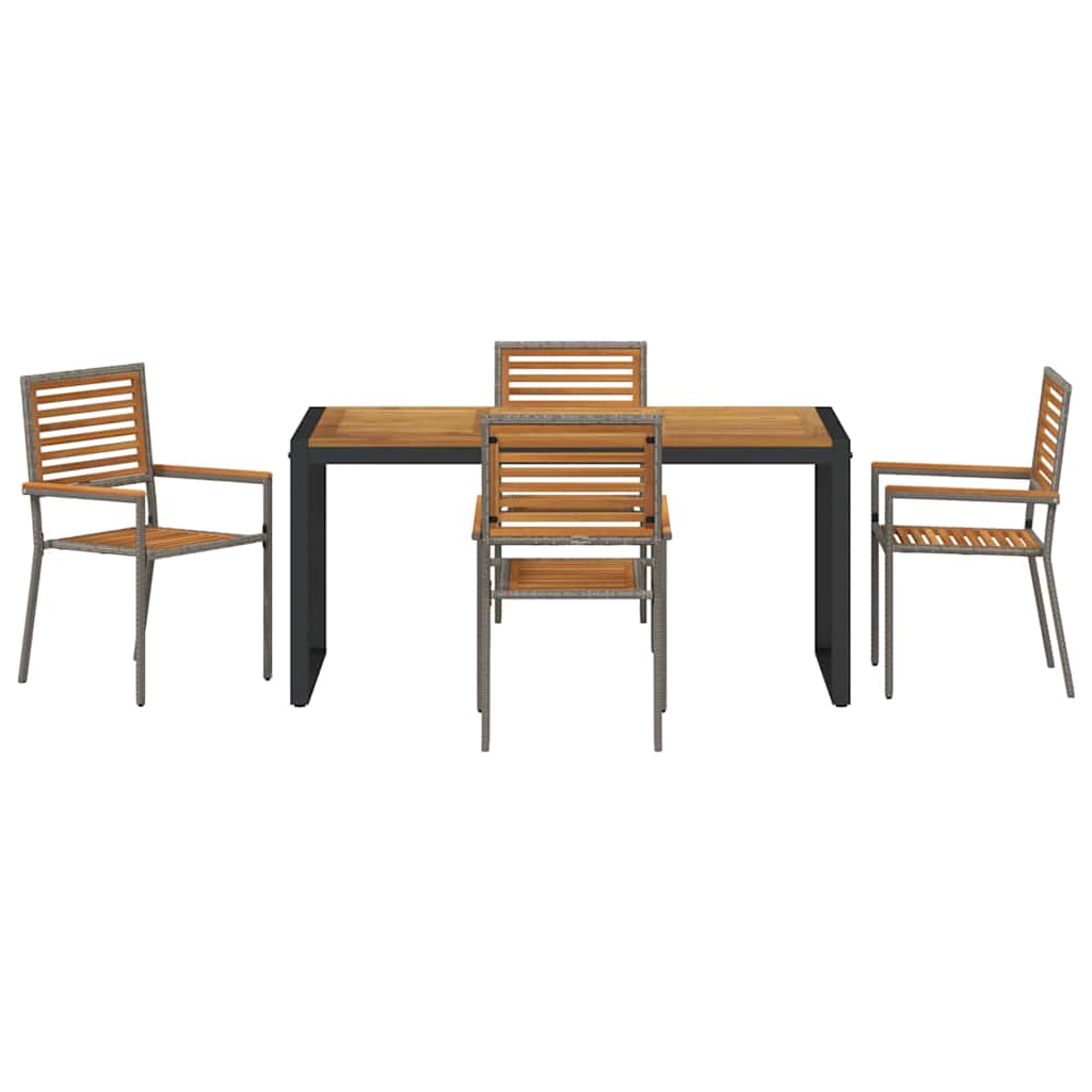 Tuin eettafelset 5 pcs Grijs en Bruin poly rattan is nu te koop bij PeponiXL, paradijselijk wonen!