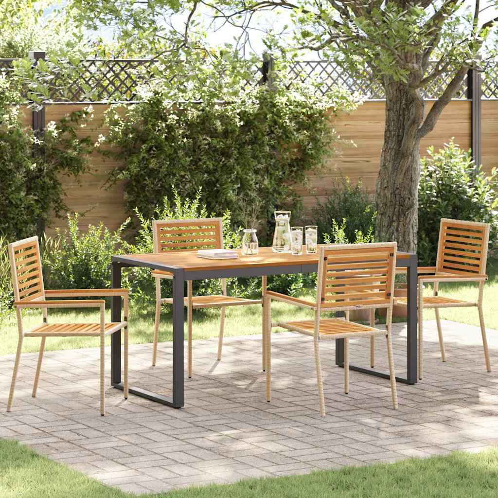 Tuin eettafelset 5 pcs Beige en Bruin poly rattan is nu te koop bij PeponiXL, paradijselijk wonen!