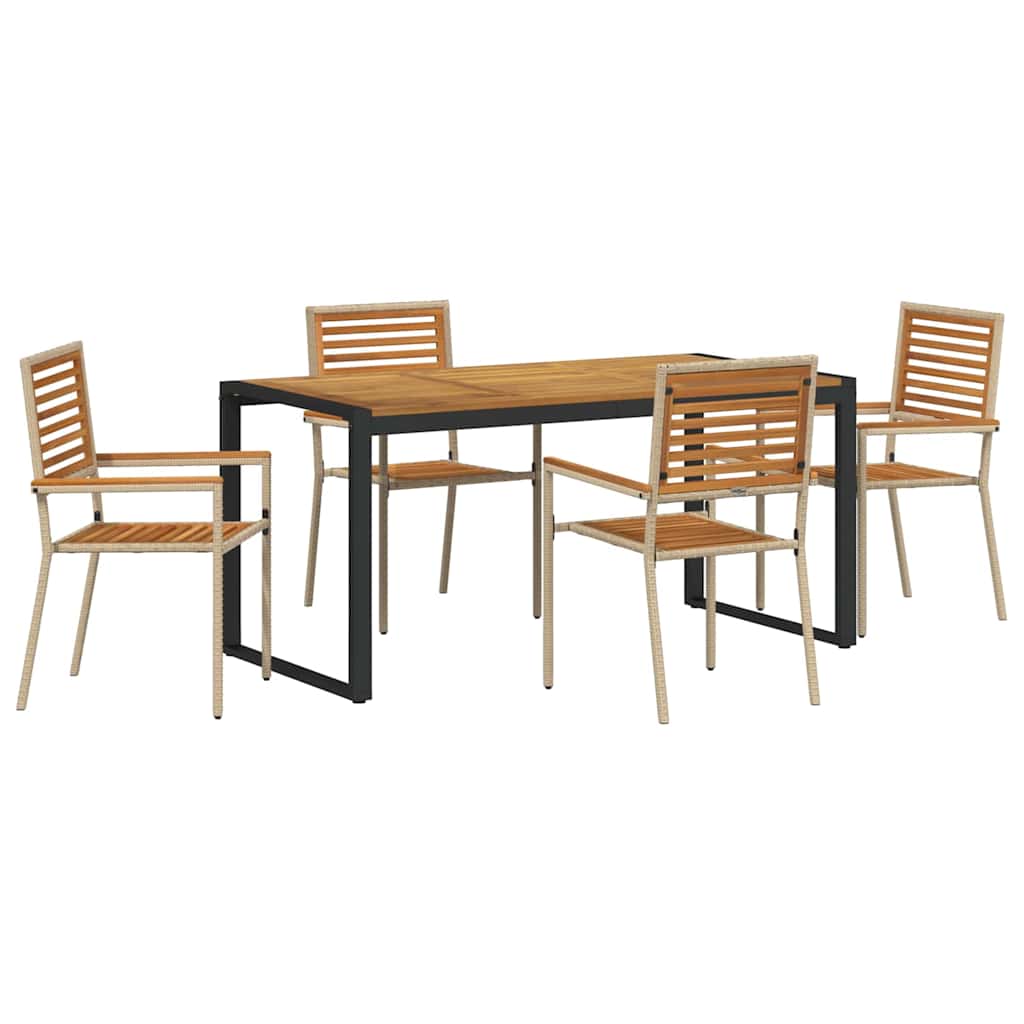 Tuin eettafelset 5 pcs Beige en Bruin poly rattan is nu te koop bij PeponiXL, paradijselijk wonen!