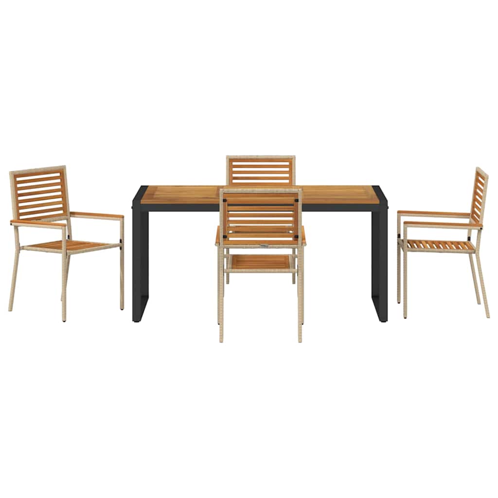 Tuin eettafelset 5 pcs Beige en Bruin poly rattan is nu te koop bij PeponiXL, paradijselijk wonen!