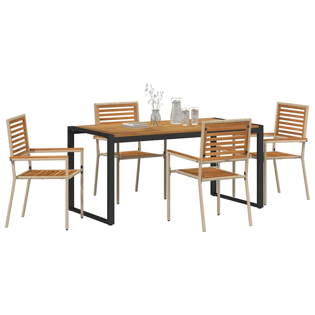 Tuin eettafelset 5 pcs Beige en Bruin poly rattan is nu te koop bij PeponiXL, paradijselijk wonen!