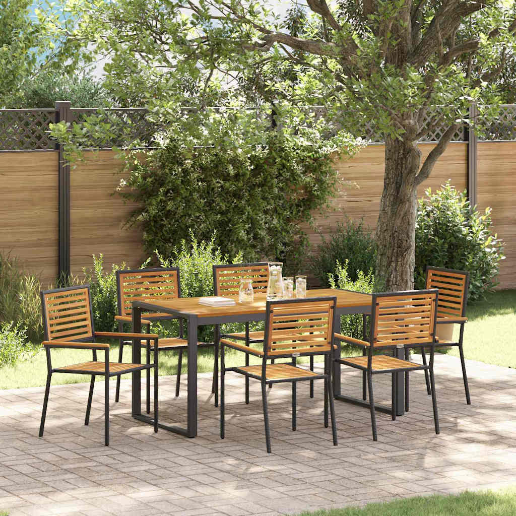 Tuin eettafelset 7 pcs Zwart en Bruin poly rattan is nu te koop bij PeponiXL, paradijselijk wonen!