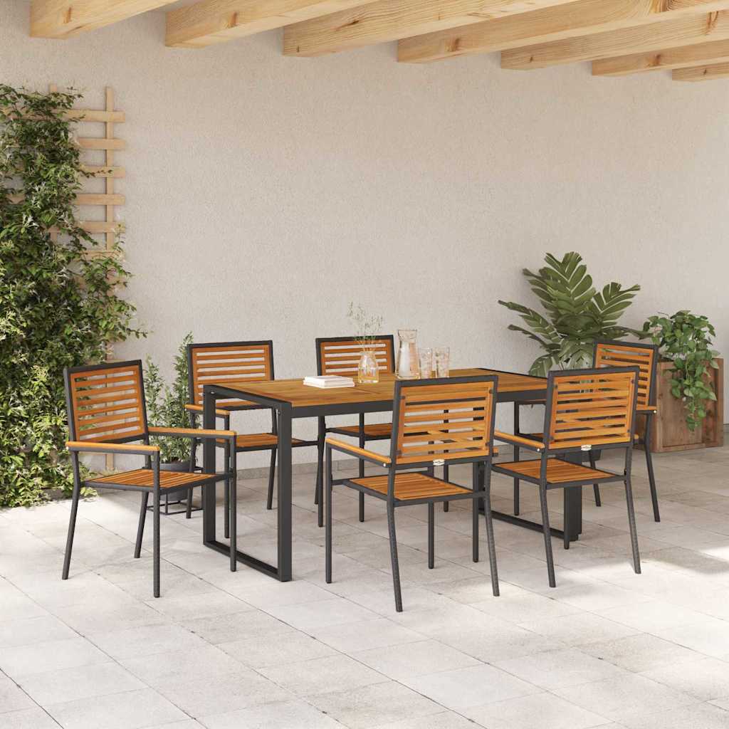 Tuin eettafelset 7 pcs Zwart en Bruin poly rattan is nu te koop bij PeponiXL, paradijselijk wonen!