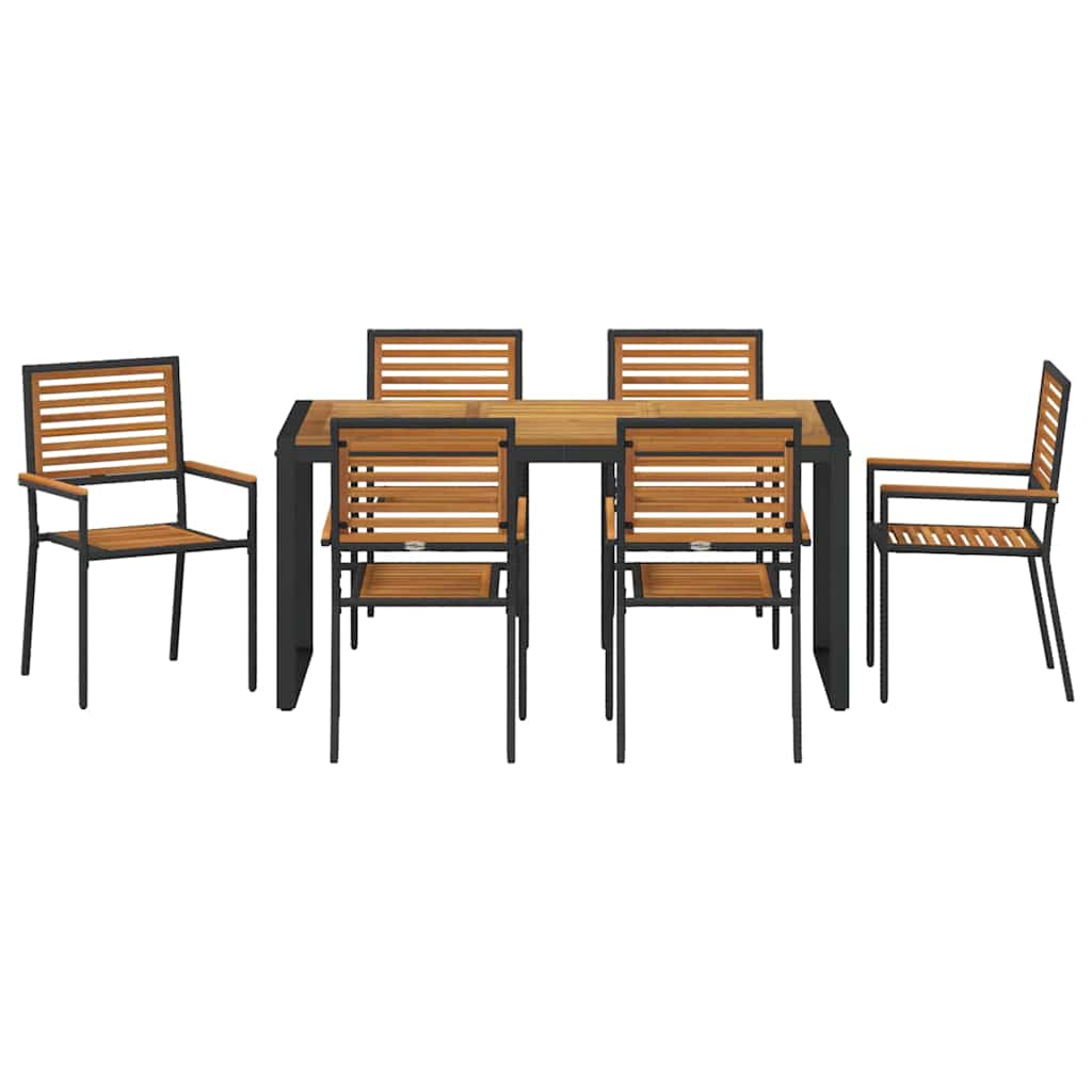 Tuin eettafelset 7 pcs Zwart en Bruin poly rattan is nu te koop bij PeponiXL, paradijselijk wonen!
