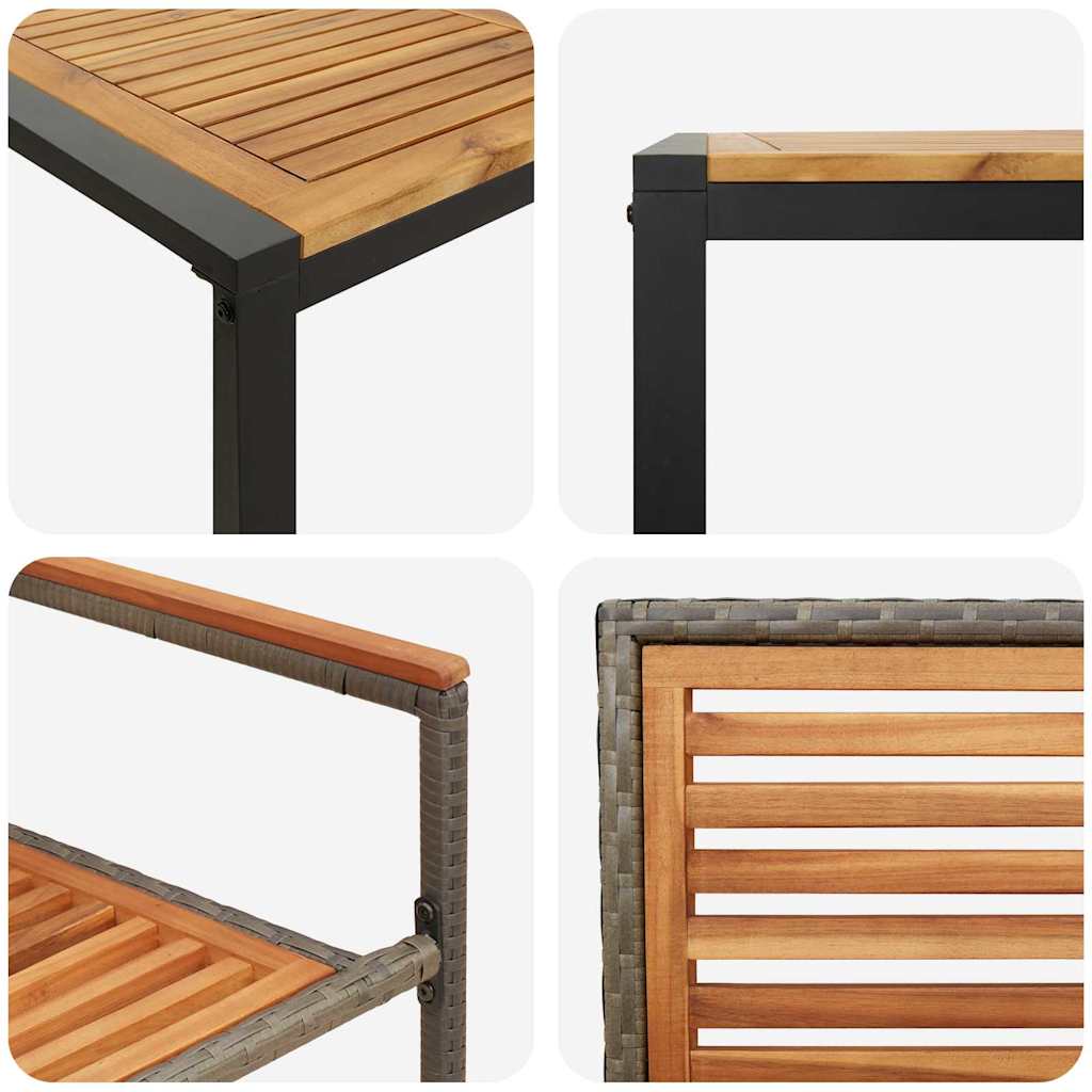 Tuin eettafelset 7 pcs Grijs en Bruin poly rattan is nu te koop bij PeponiXL, paradijselijk wonen!