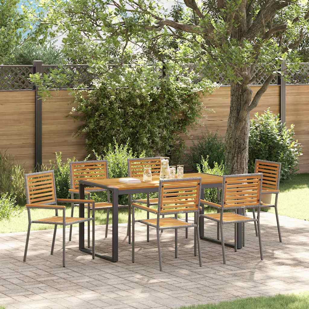 Tuin eettafelset 7 pcs Grijs en Bruin poly rattan is nu te koop bij PeponiXL, paradijselijk wonen!